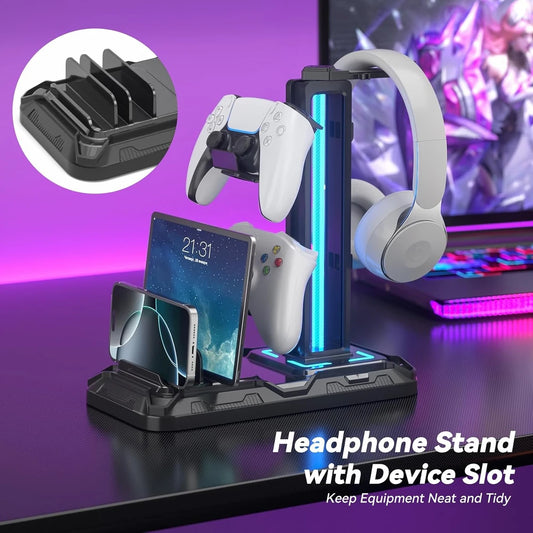 Soporte para auriculares gamer con estacion de carga