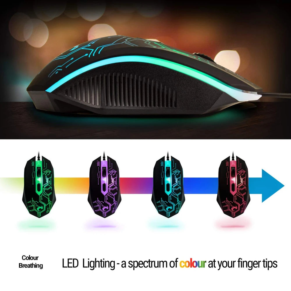 Kit de Teclado Ratón y Auriculares Gaming