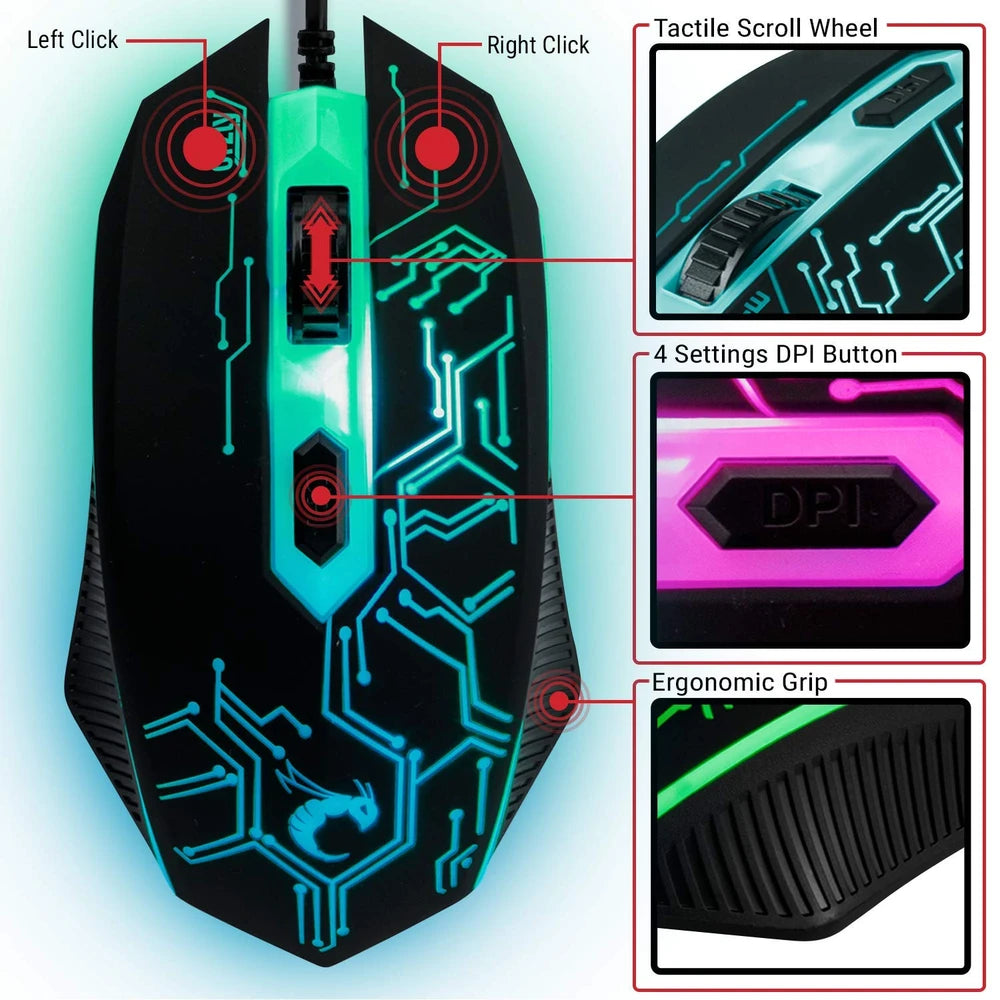 Kit de Teclado Ratón y Auriculares Gaming