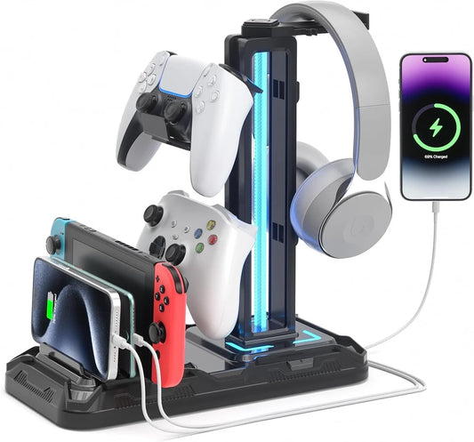 Soporte para auriculares gamer con estacion de carga