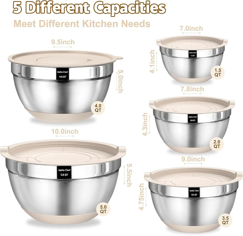 Umite Chef Stainless Steel Mixing Bowls with Lids
