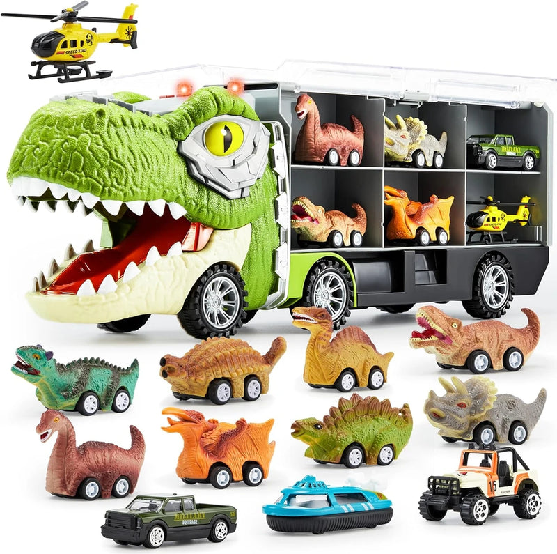 JOYIN Dinosaur Transport Truck with Pull Back Cars
